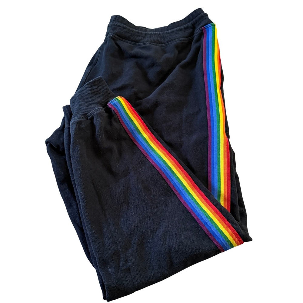 TomboyX Black Rainbow Stripe Pants Pride Lounge Athletic Casual All Gender 3X